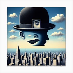 Man In A Top Hat Inspired by: René Magritte's Surrealist Masterpieces Canvas Print