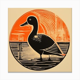 Retro Bird Lithograph Mallard Duck 1 Canvas Print