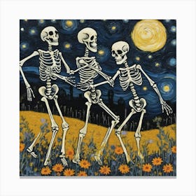 Skeletons Dancing Canvas Print