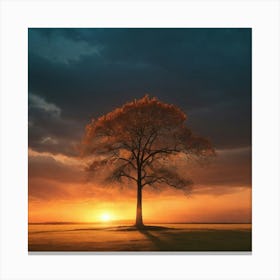 Lone Tree At Sunset 1 Canvas Print