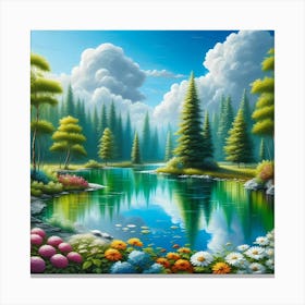 Lake In The Forest 1 Canvas Print