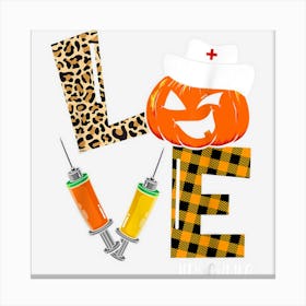 Pacu Nurse Halloween Pumpkin Leopard Love Nurse Life Canvas Print