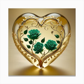 Heart With Roses Canvas Print