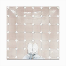 Person Standing On Tile Floor Canvas Print