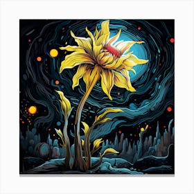 Sunflower In The Night Sky Canvas Print