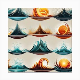 Waves And Suns Canvas Print