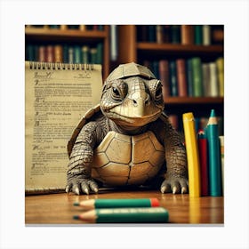 Turtle In The Library Canvas Print