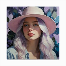 Portrait Of A Girl With Pink Hair 1 Canvas Print