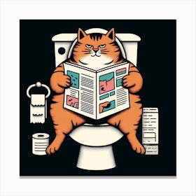 Cat Reading Newspaper 2 Canvas Print