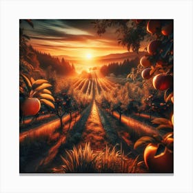 An Orchard At Sunset Canvas Print