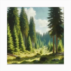 Forest Landscape, Acrylic Painting Style 2 Canvas Print