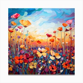 Poppies At Sunset Canvas Print