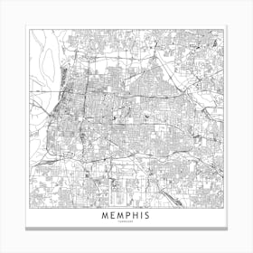 Memphis White Map Square Canvas Print