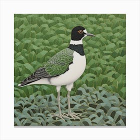 Ohara Koson Inspired Bird Painting Lapwing 3 Square Canvas Print