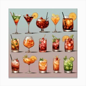 Default Cocktails In Different Styles Aesthetic 3 Canvas Print