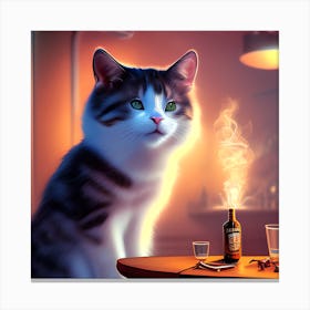 Cat In A Bar Canvas Print