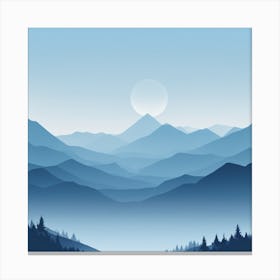 Misty mountains background in blue tone 64 Canvas Print