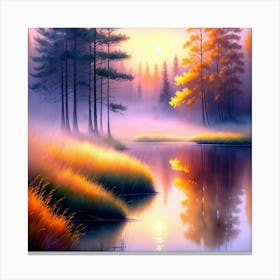 Sunrise At The Lake 1 Canvas Print