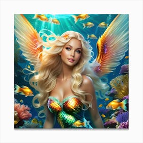 Beautiful Blonde Mermaid Sea Angel Canvas Print