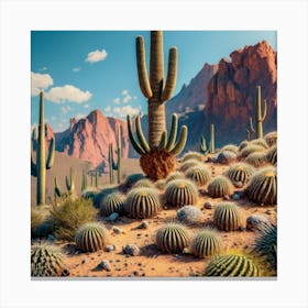 Cactus In The Desert Canvas Print