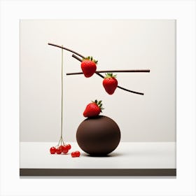 Artjuicebycsaba Chocolate Covered Strawbery Meets Japanese Zen 4 Canvas Print