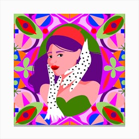 Being Glamorous Framed By Shapes  Square Canvas Print