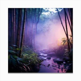 Twilight In A Bamboo Forest Captured In A Closeup Soft Diffuse Glow Featuring Shades Of Purple Pea Canvas Print