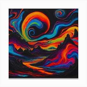 Surreal Swirling Landscape Abstract Painting Canvas Print