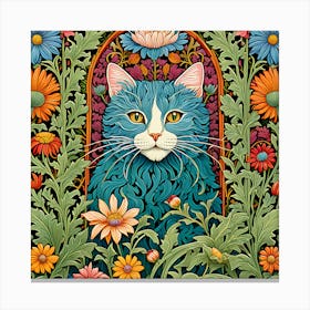 Blue Cat william morris inspired art Canvas Print