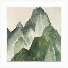 Japanese Watercolour Of Mount Norikura 2 Canvas Print