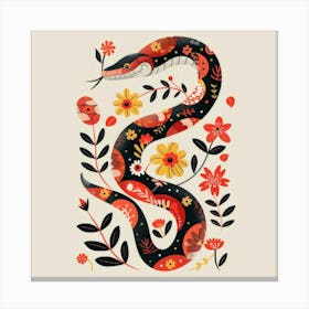 Snake With Flowers Canvas Print