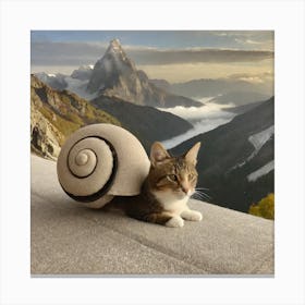 Cat Snail in the Mountain Canvas Print