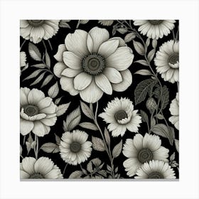 Black And White Flowers 4 Canvas Print