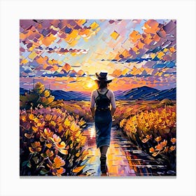 Sunset In The Field Canvas Print