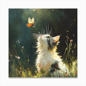 Cat With A Butterfly Canvas Print