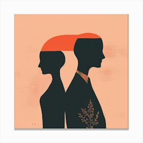 Silhouette Of A Man And Woman Canvas Print