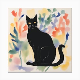 Painting of a Black Cat Canvas Print