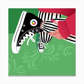 Sneakers And Stripes Square Canvas Print