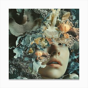 Woman'S Head Covered In Mushrooms Canvas Print