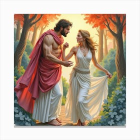 Watercolor The Greek Myths Of Love And Passion In A Vivid Scene 1 Canvas Print