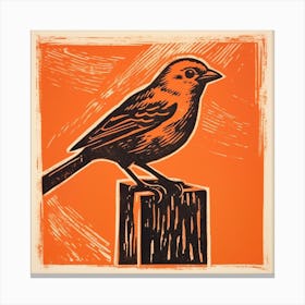 Retro Bird Lithograph Finch 3 Canvas Print