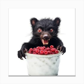 Black Bear Eating Berries Canvas Print