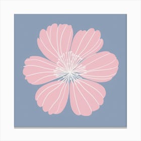 A White And Pink Flower In Minimalist Style Square Composition 448 Canvas Print