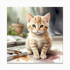 Kitten Painting Canvas Print