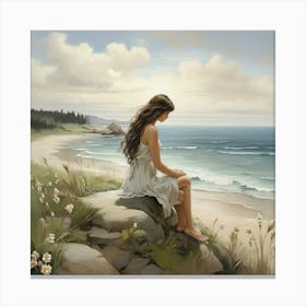 Girl At The Beach art print Canvas Print