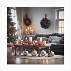Christmas Tree In Living Room Canvas Print
