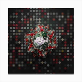Vintage Wray's Hibiscus Floral Wreath on Dot Bokeh Pattern n.0697 Canvas Print