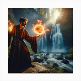 Shaman With Fire Canvas Print