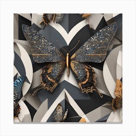 Butterflies And Geometric Shapes Canvas Print