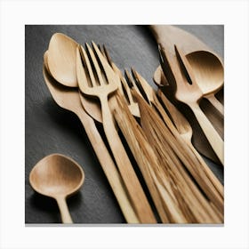 Wooden Spoons And Forks Canvas Print